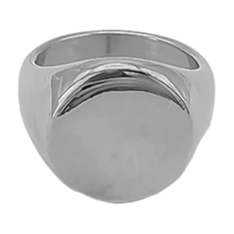 Oval Signet Ring, Polished Stainless Steel
