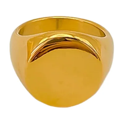 Oval Signet Ring in Polished Stainless Steel