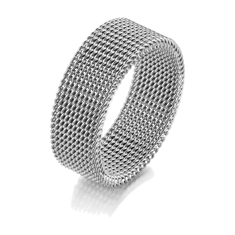 Mesh Weave Band Ring, 316L Stainless Steel