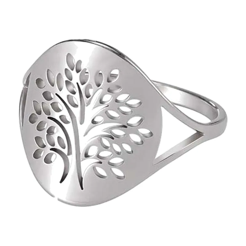 Anillo Árbol de la Vida Yggdrasil de Acero Inoxidable 316L