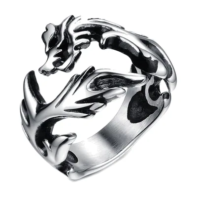 Drachen Ring im Biker-Stil, 316L Edelstahl