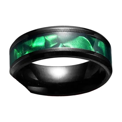 Anillo Aurore con incrustación verde, Acero Inoxidable