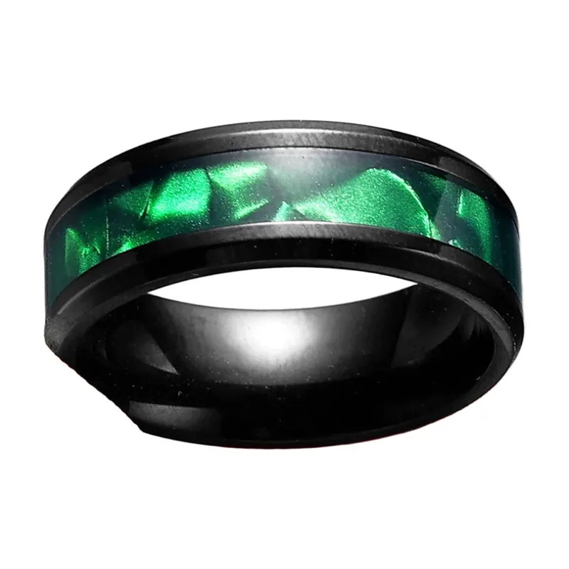 Bague Aurore avec incrustation verte, Acier Inoxydable