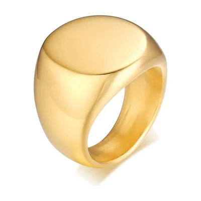Anillo Sello Redondo para Hombre, Acero Inoxidable Pulido