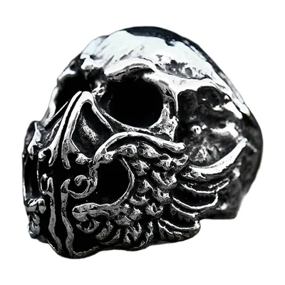 Anillo Statement de Calavera con Grabados, Acero Inoxidable