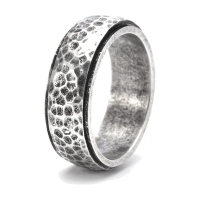 Anillo Spinner con Textura de Panal, Acero Inoxidable
