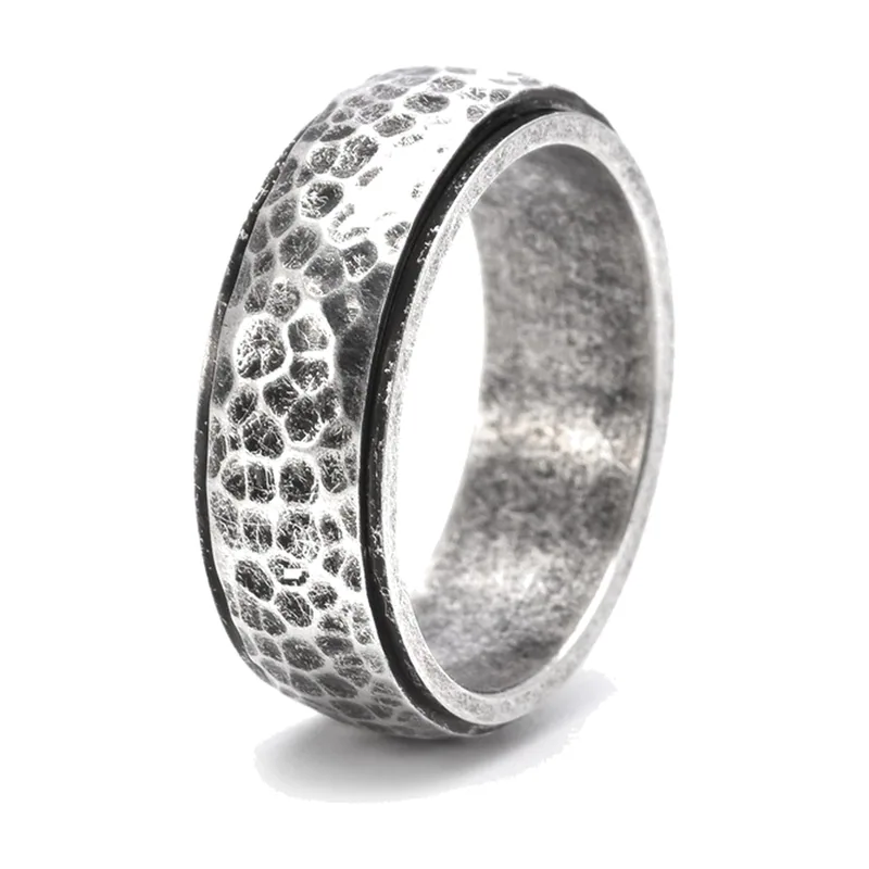 Herren Spinnerring mit Wabenstruktur, Edelstahl