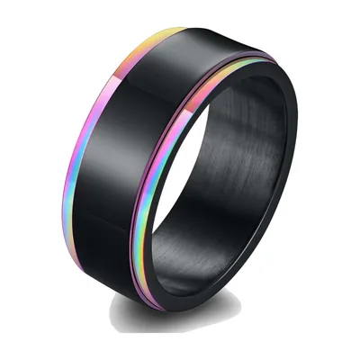 Rainbow Spinner Ring, 316L Stainless Steel