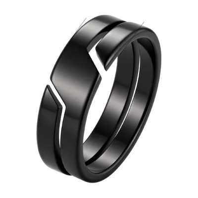 Geometric Band Ring with Open Cut Design, Stainless Steel