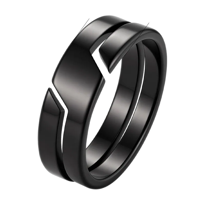 Geometrischer Herrenring mit Open-Cut-Design, Edelstahl
