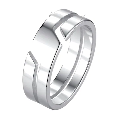 Geometric Band Ring with Polished Finish, Stainless Steel