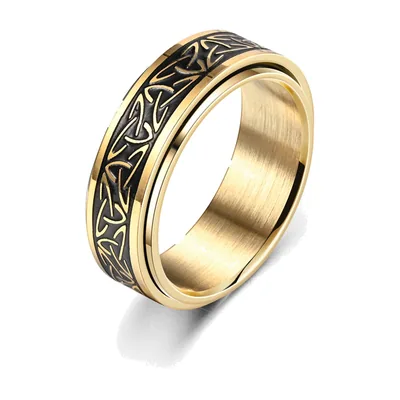 Keltischer Knoten Spinner-Ring mit Runen für Herren, Edelstahl