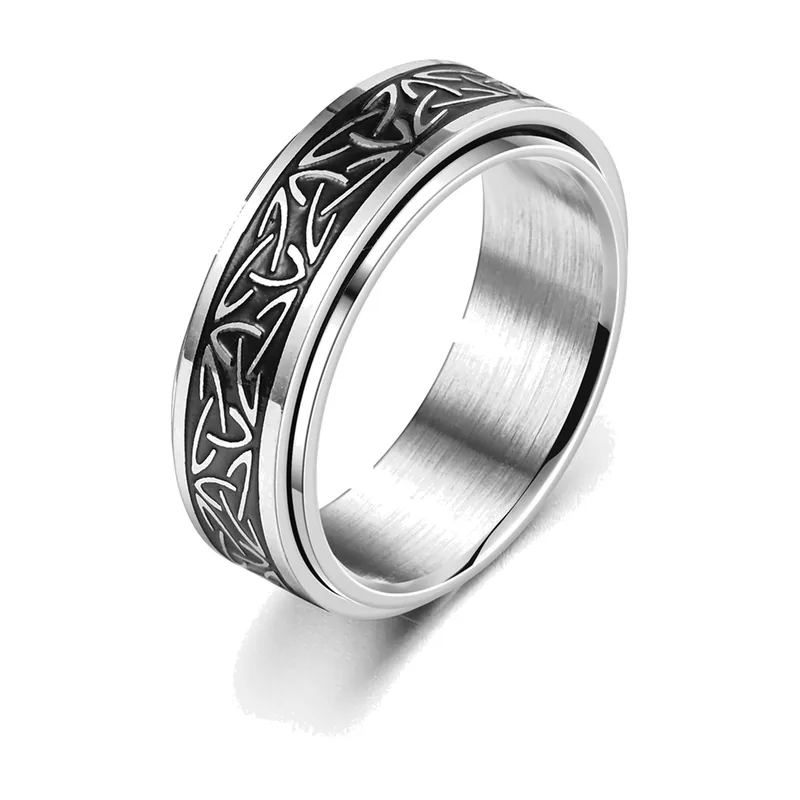 Anillo Spinner Nudo Celta y Runas, Acero Inoxidable