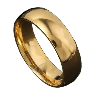 Polished Band Ring, 6mm Simple Wedding Style, Stainless Steel