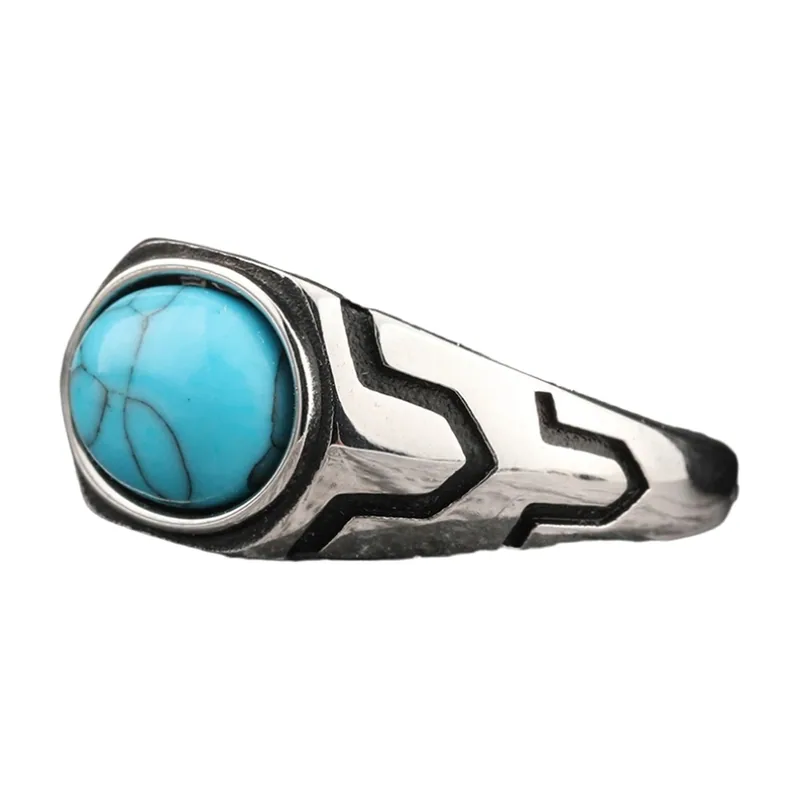 Herren Siegelring mit blauem Stein, Edelstahl