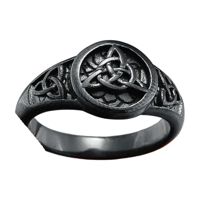 Anillo de Nudo Celta con Motivo Triquetra, Acero Inoxidable