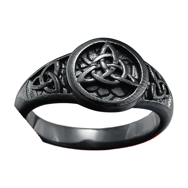 Anillo de Nudo Celta con Motivo Triquetra, Acero Inoxidable