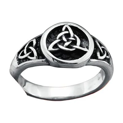Anillo de Nudo Celta Triquetra, Acero Inoxidable Pulido