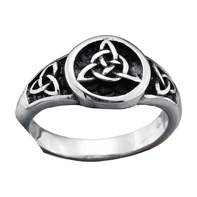 Bague Nœud Celtique Triquetra, Acier Inoxydable Poli
