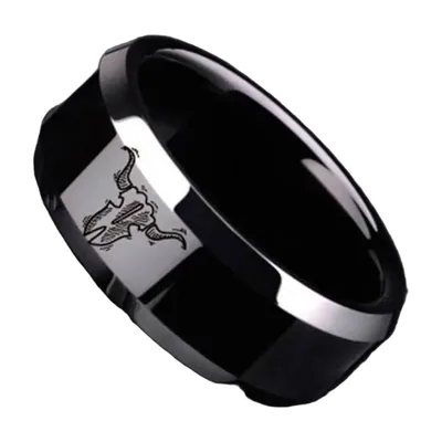 Anello con Incisione Teschio di Toro, Acciaio Inossidabile 316L