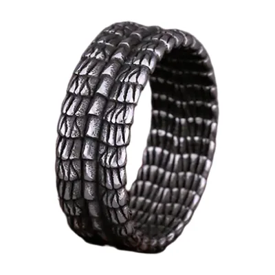 Dragon Scale Textured Band Ring, 316L Stainless Steel