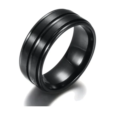 Anillo de Banda Ranurado en Negro, Acero Inoxidable 316L