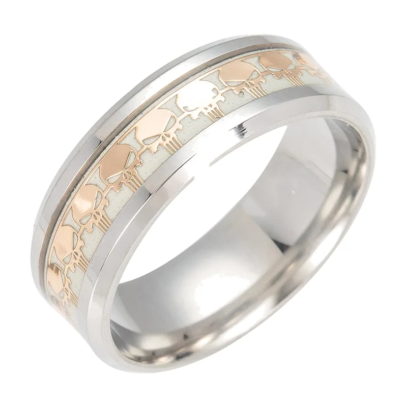 Bague Anneau Motif Crâne, Acier Inoxydable 316L