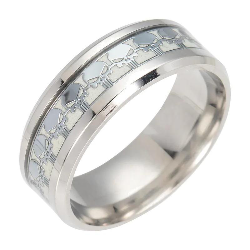 Skull Pattern Band Ring, 316L Stainless Steel