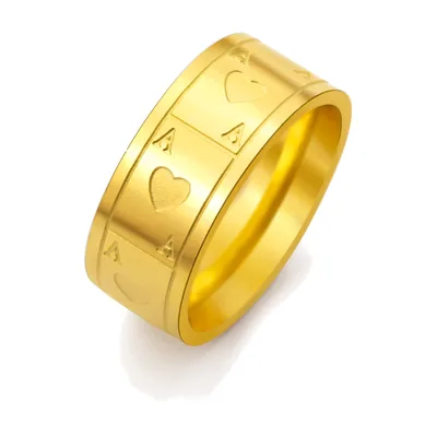 Anello con Motivo Asso di Picche, Acciaio Inossidabile 316L