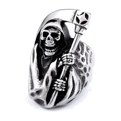 Anillo de la Parca con Guadaña, Acero Inoxidable