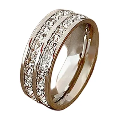 Bague Eternity avec Zircones Transparentes, Acier Inoxydable