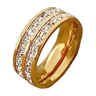 Bague Alliance avec Zirconia Clair, Acier Inoxydable