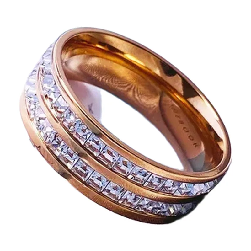 Anillo Eternity con Circonitas, Acero Inoxidable Dorado