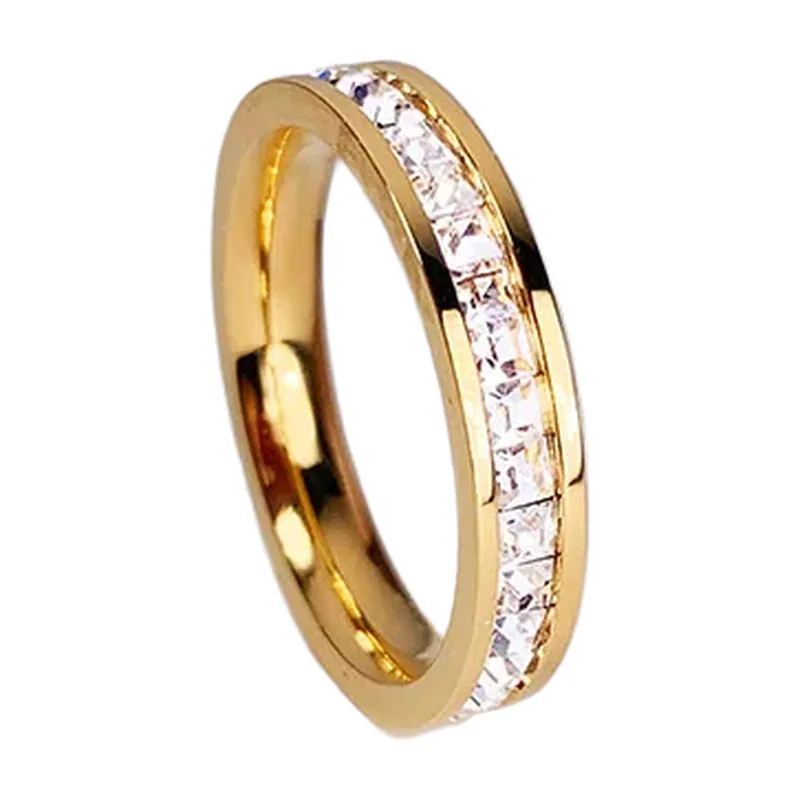 Bague Eternity avec Zirconia Clair, Acier Inoxydable