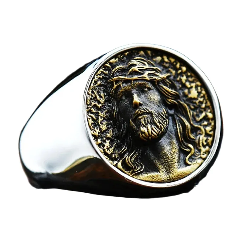 Chevalière Religieuse Jésus Christ, Acier Inoxydable 316L