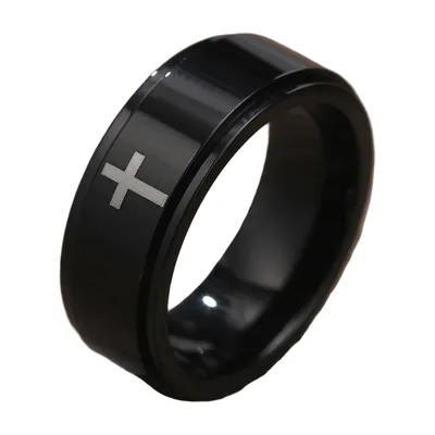 Rotierender Spinner-Ring mit Kreuz-Motiv, Edelstahl