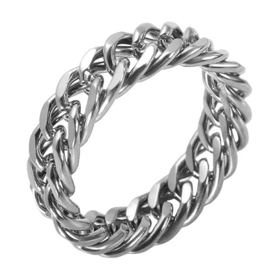 Bague à Maillons Cubains, 6mm Acier Inoxydable