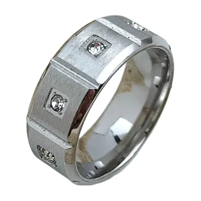 Anillo Geométrico para Hombre con Circonia, Acero Inoxidable