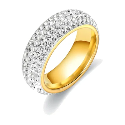 Anillo Eternity con Circonitas Transparentes, Acero Inoxidable