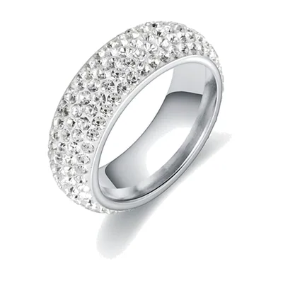 Anillo Eternity con Circonia Cúbica, Acero Inoxidable