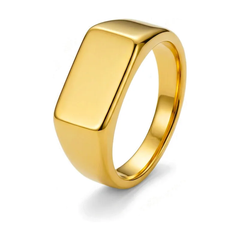 Rectangular Signet Ring, Polished Stainless Steel