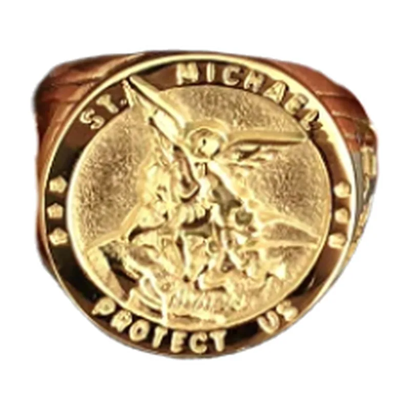 Herren Siegelring St. Michael "Protect Us", Edelstahl