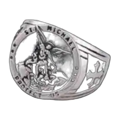 Chevalier Bague Saint Michel avec Croix, Acier Inoxydable