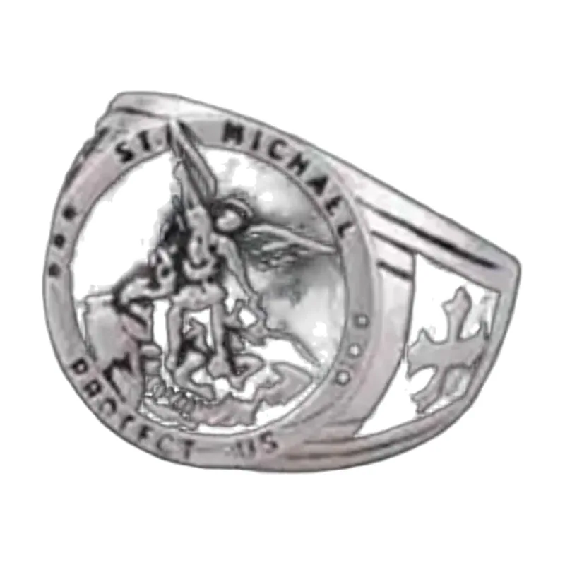 Chevalier Bague Saint Michel avec Croix, Acier Inoxydable