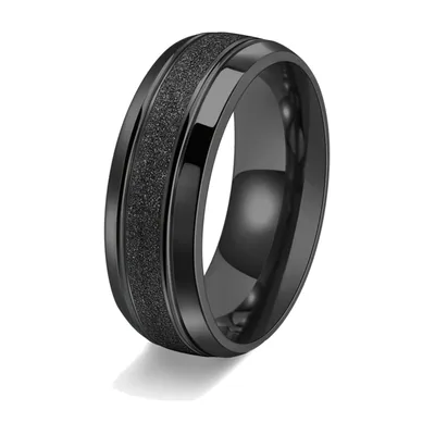 Anillo para hombre con centro mate, Acero Inoxidable 8mm