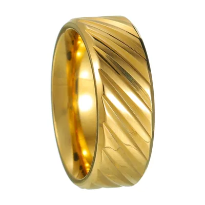 Anillo de Banda con Rayas Diagonales, Acero Inoxidable 316L