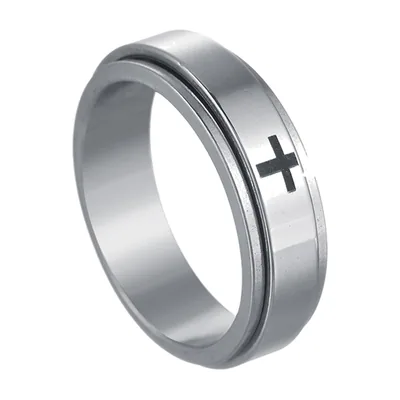 Rotierender Kreuz-Spinnerring für Herren, Edelstahl 316L