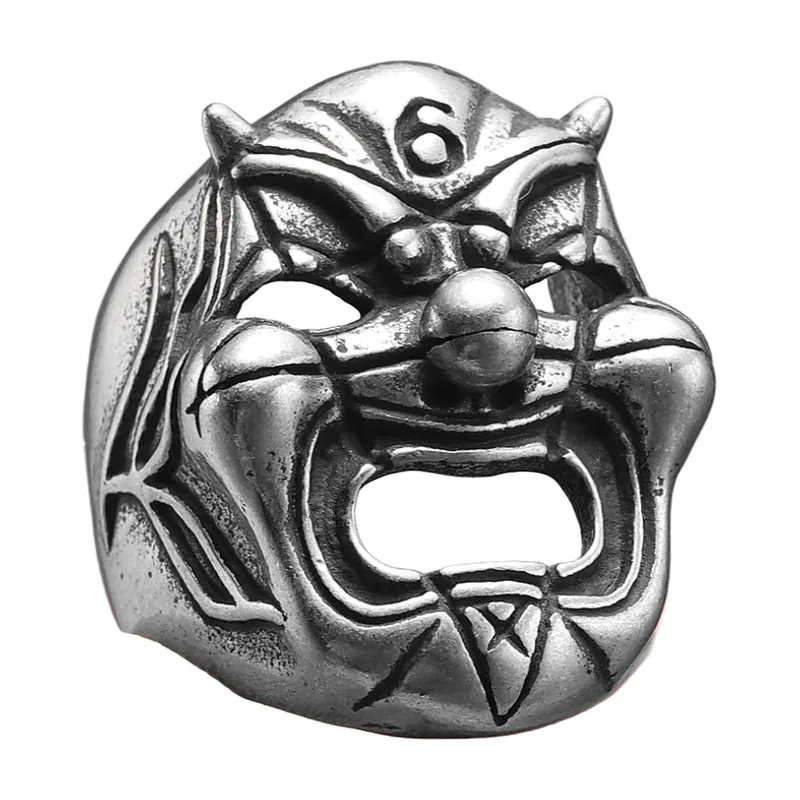 Hannya-Masken Statement-Ring aus 316L Edelstahl