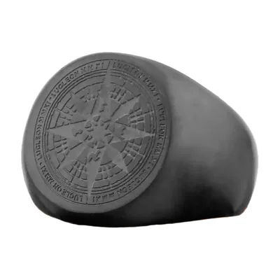 Anello Sigillo Bussola Vichinga Vegvisir, Acciaio Inossidabile