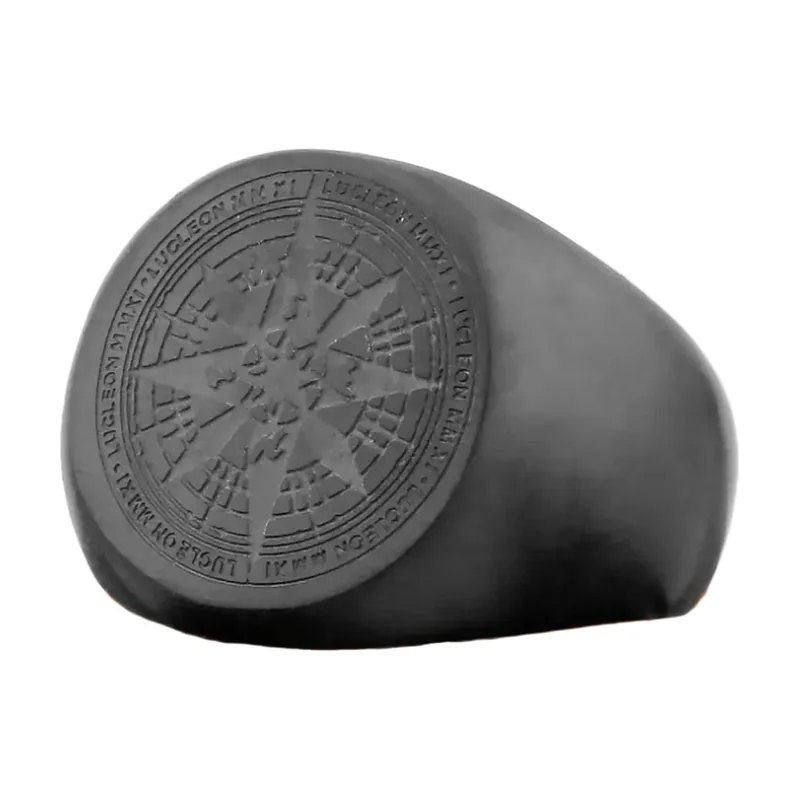 Vegvisir Wikinger Kompass Siegelring, Edelstahl